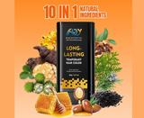 Long-lasting temporary hair color product with natural ingredients on an orange background